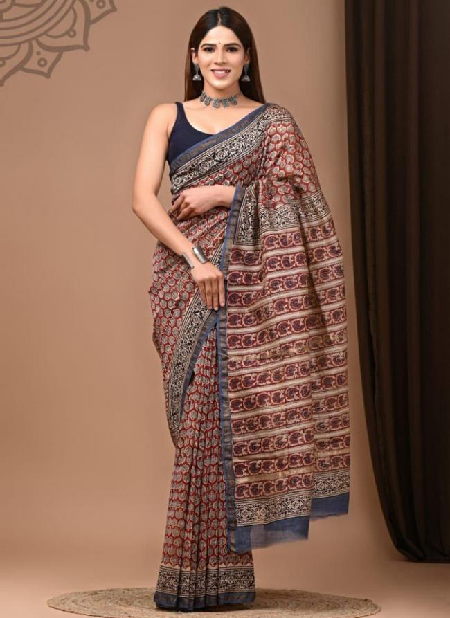 Chanderi Silk Multi Color Traditional Wear Printed Saree